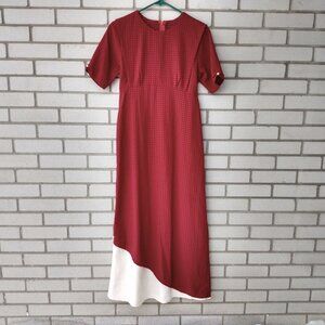Vintage Mennonite Cape Dress Size Small 36" Bust Dark Red Formal Cream Formal